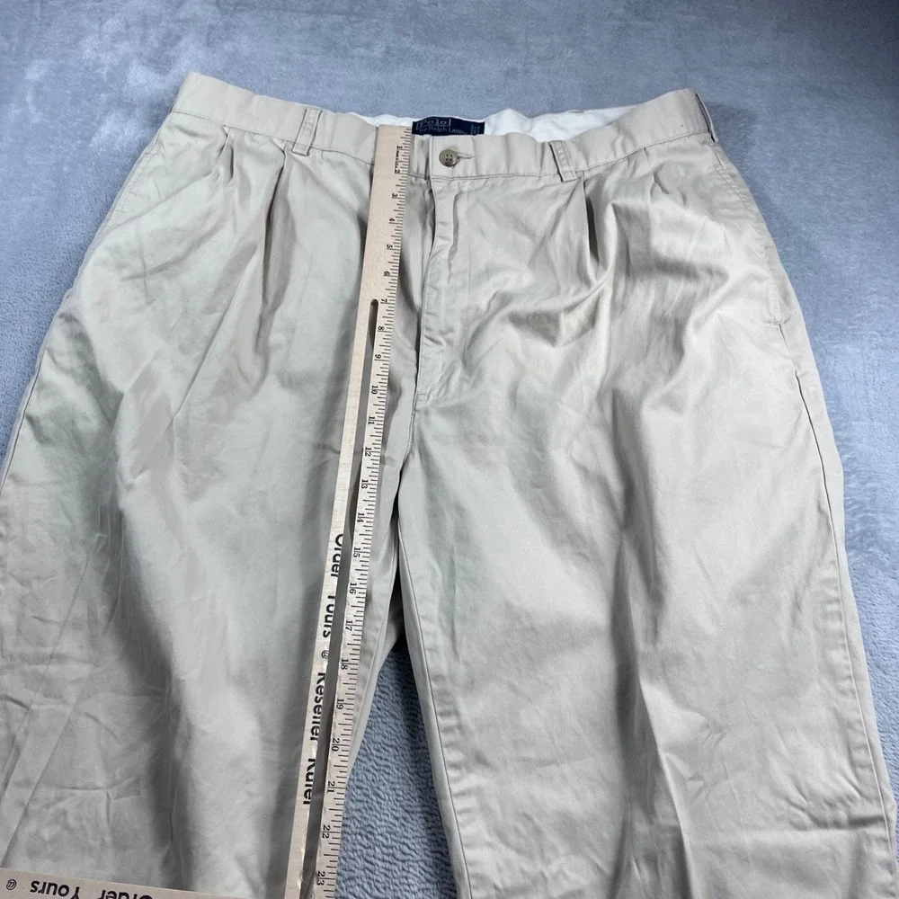 Polo Ralph Lauren Hammond Pant Men 40x32 Tan Khaki Pleated Cuffed Chino Trousers
